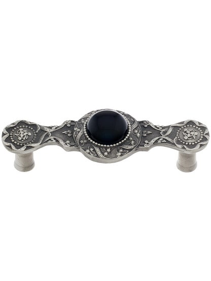 Victorian Jewel / Onyx Pull In Antique Pewter.